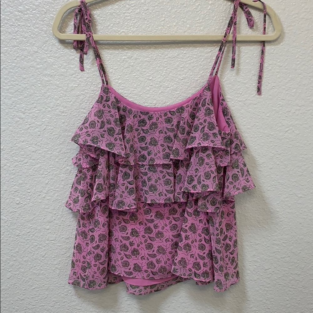 Nordstrom pink ruffle tank blouse